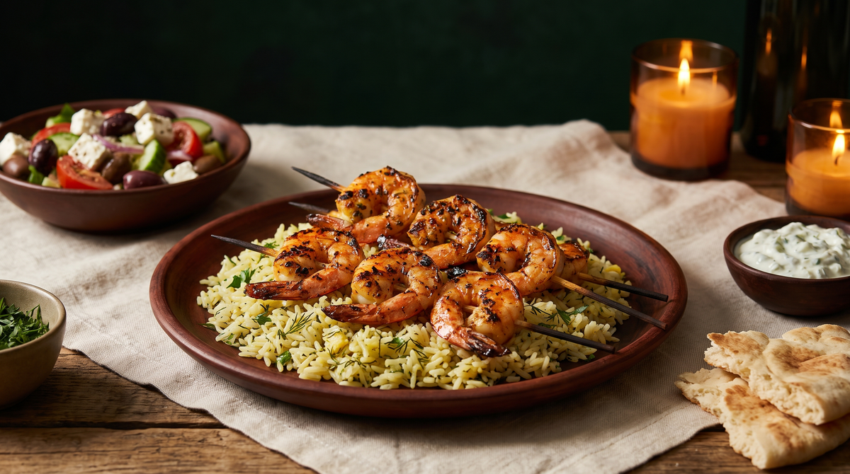 Shrimp with Lemon Herb Orzo — Little Greek, Legend No. 04